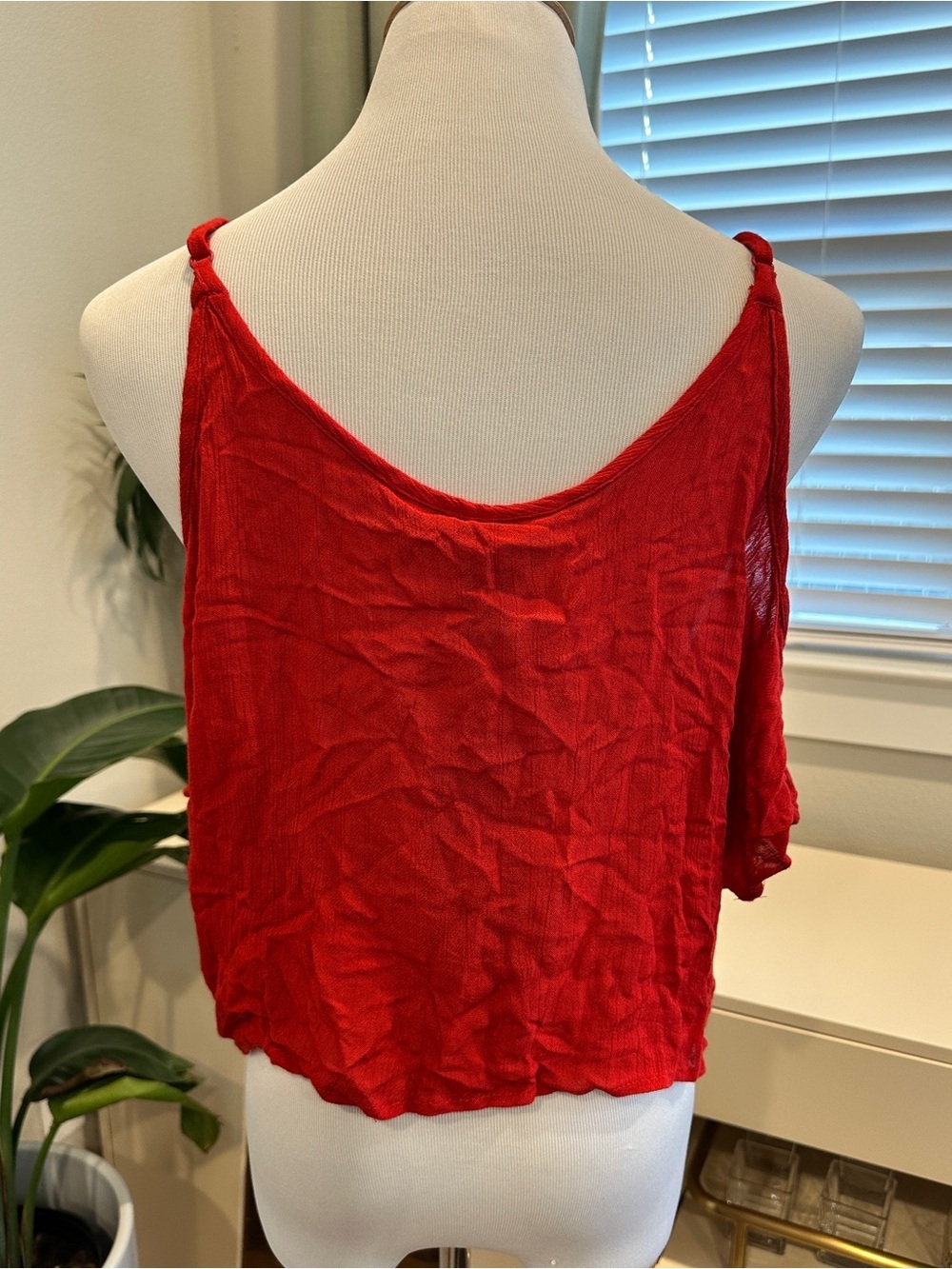 Polly & Esther Red Floral Embroidered Tie-Front Cami - Picture 3 of 7